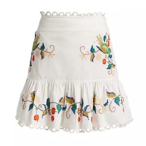 Farm Rio Pitanga Embroidered Mini Skirt Bohemian Floral Tropical Size Medium